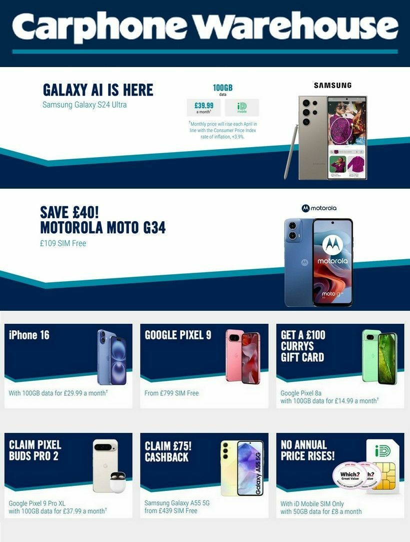 Carphone Warehouse Offers from 19 October