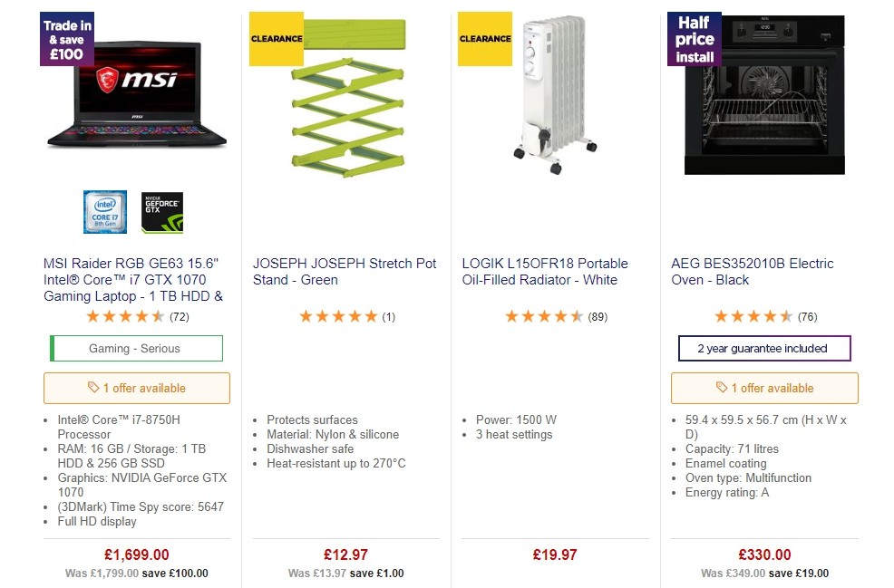 Currys Offers from 19 July