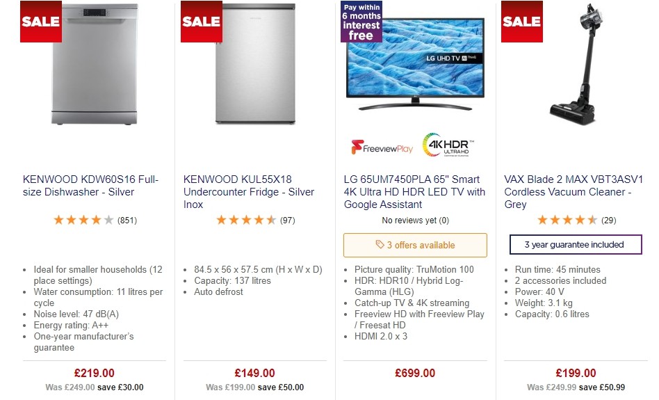 Currys Offers from 27 September