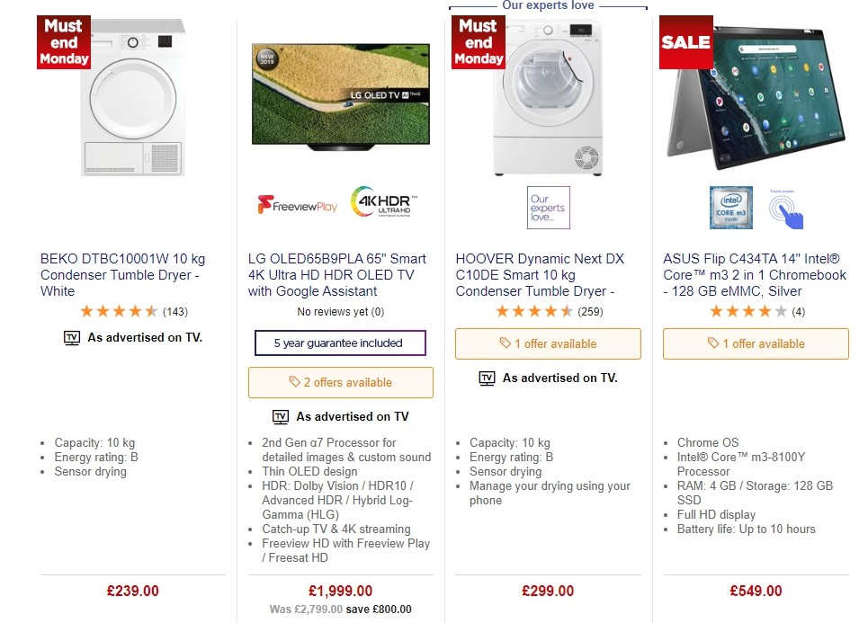 Currys Offers from 27 September