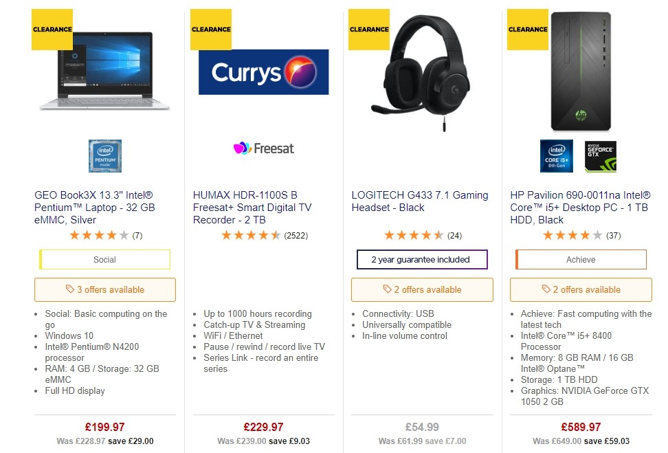 Currys Offers from 1 November