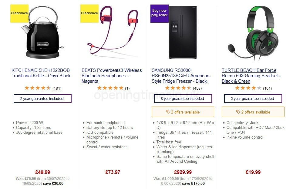 Currys Offers from 4 September