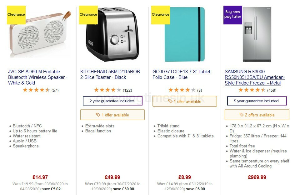 Currys Offers from 4 September