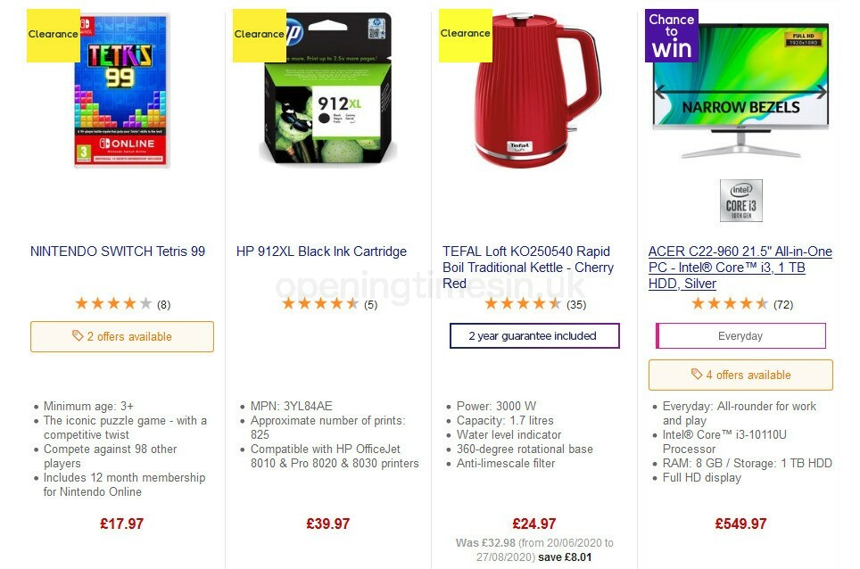 Currys Offers from 4 September