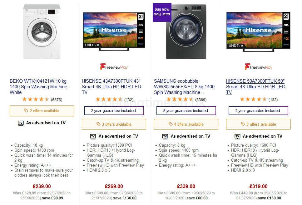 Currys Offers from 4 September