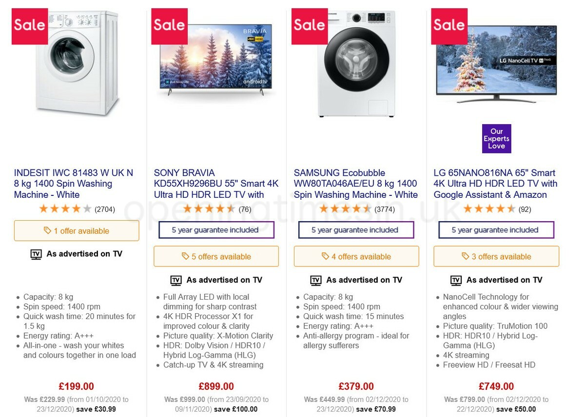 Currys Offers from 29 December