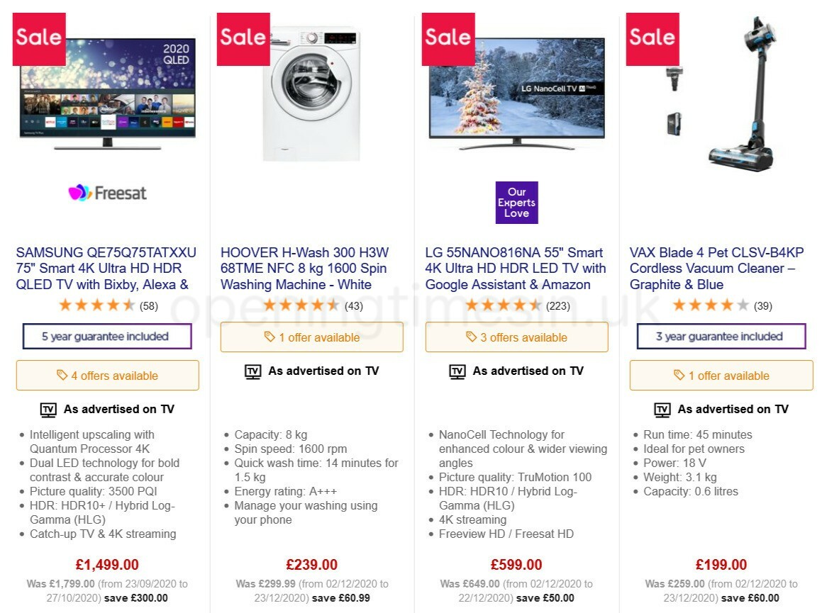 Currys Offers from 29 December