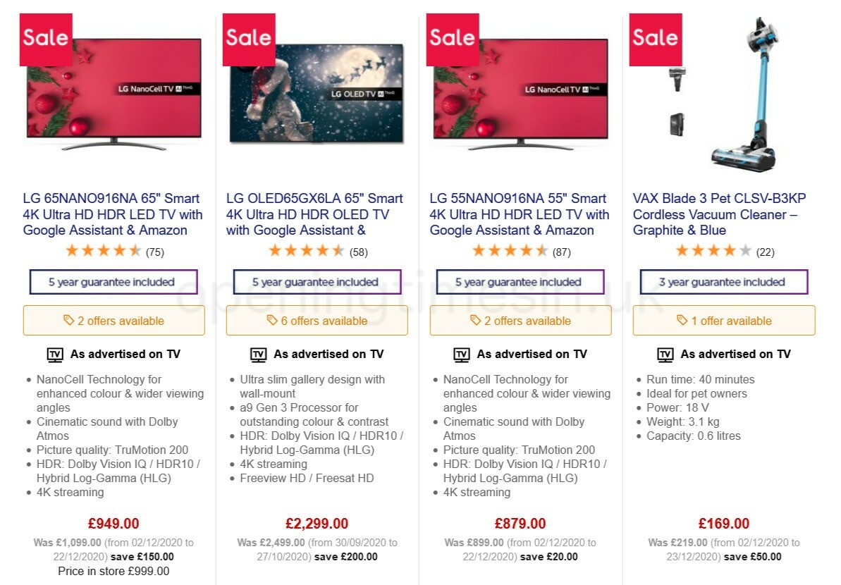 Currys Offers from 29 December