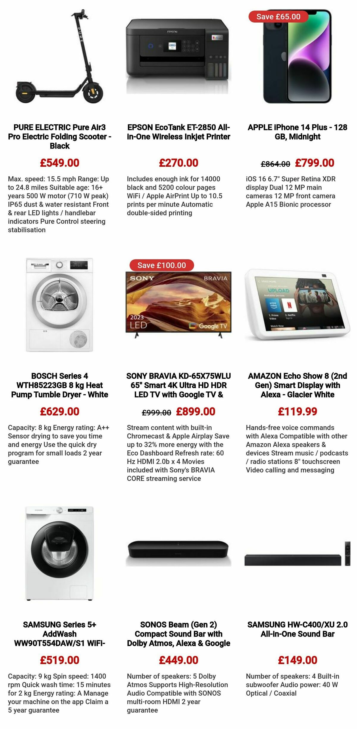 Currys Offers from 27 October