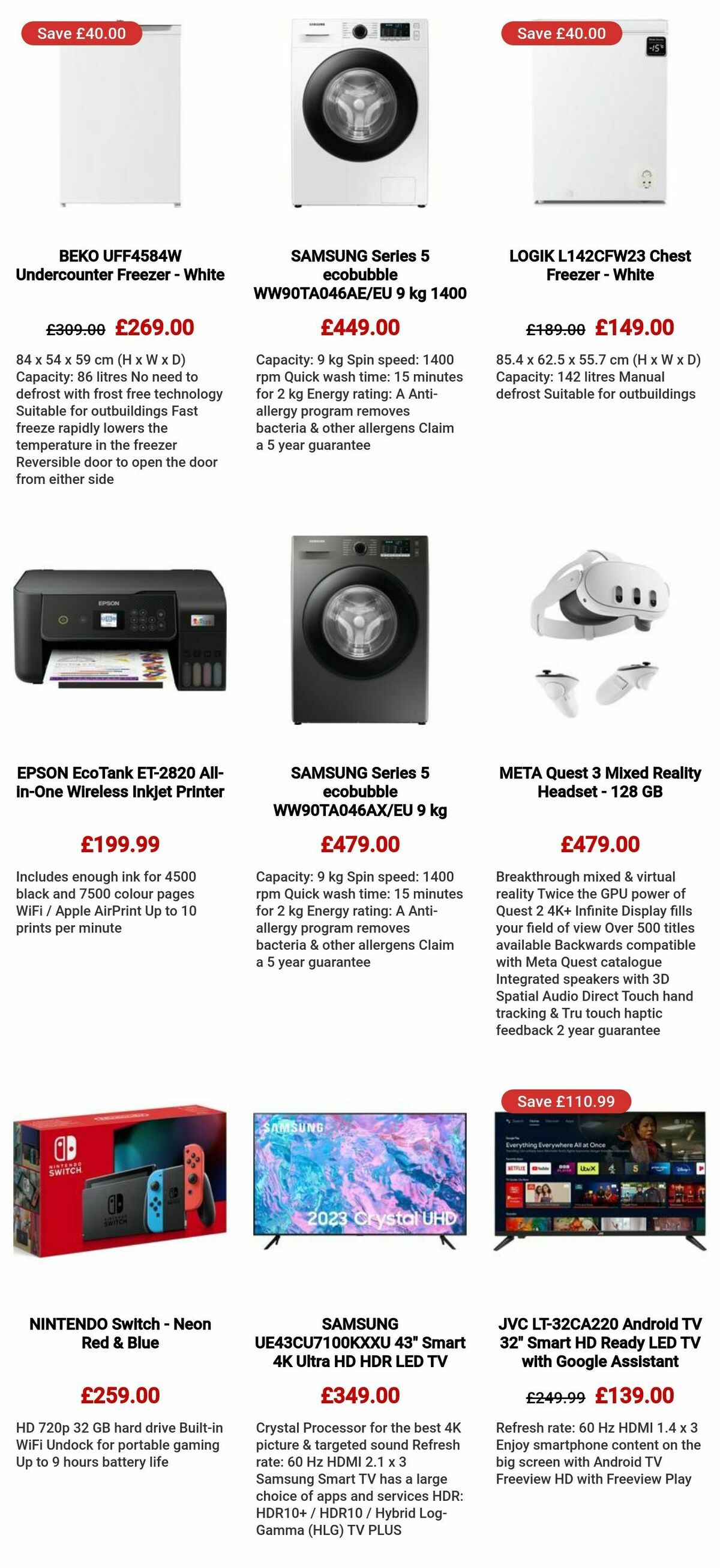 Currys Offers from 27 October