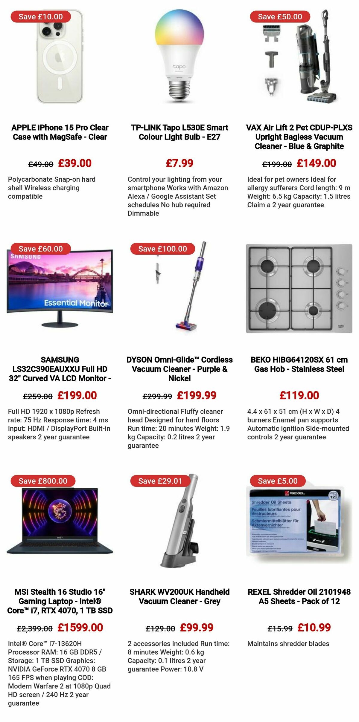 Currys Offers from 3 November