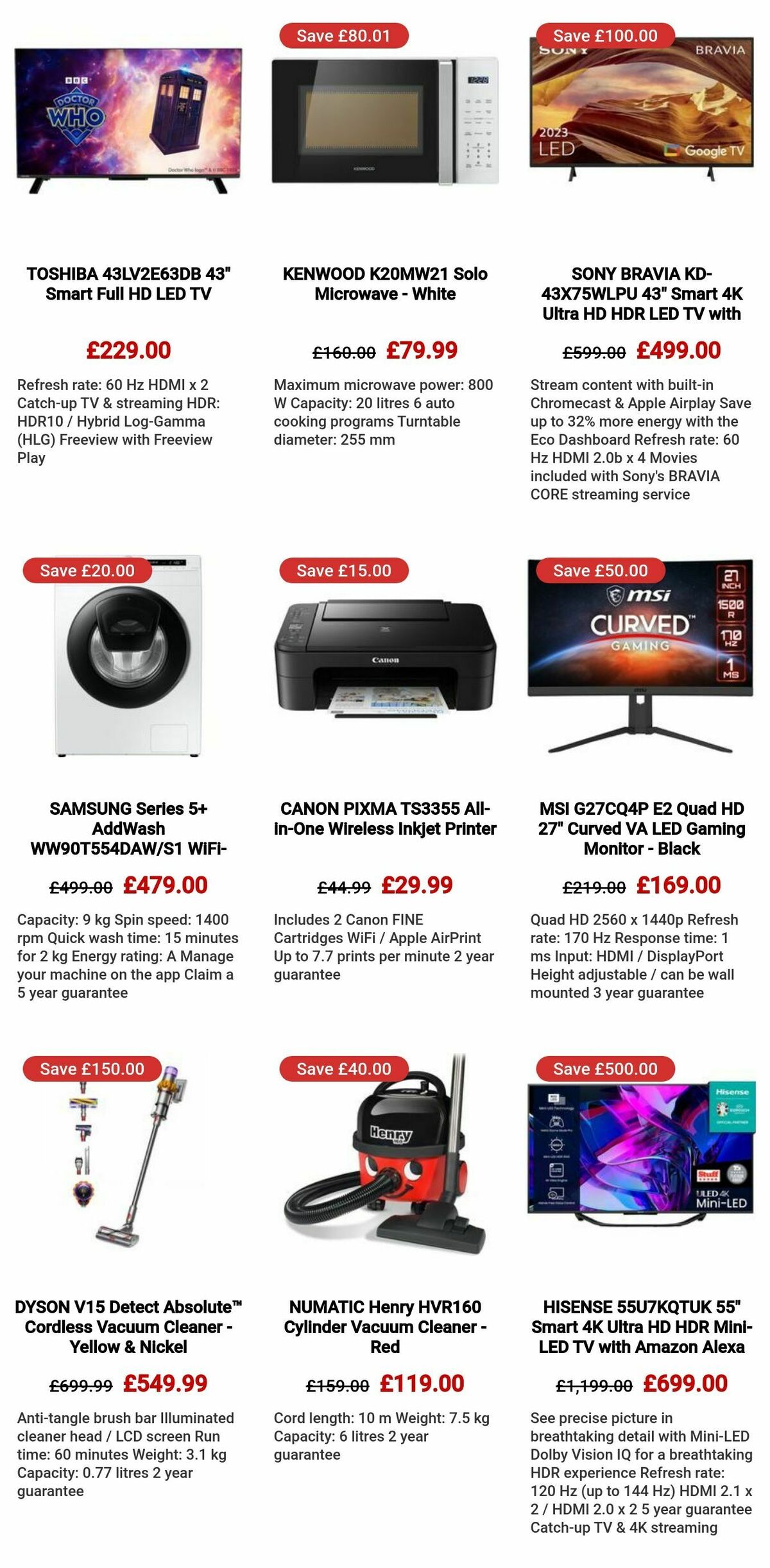 Currys Offers from 3 November