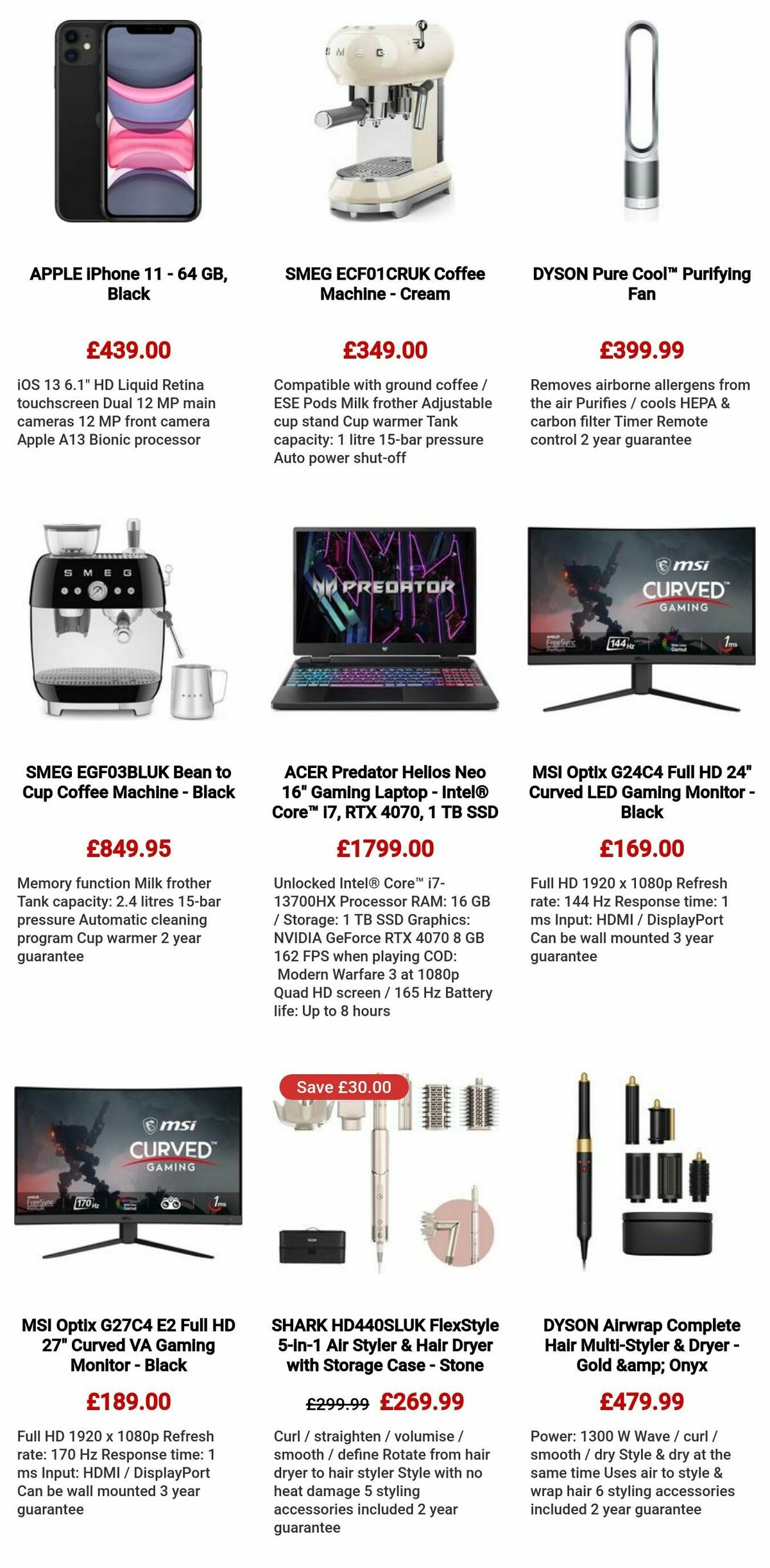 Currys Offers from 3 January