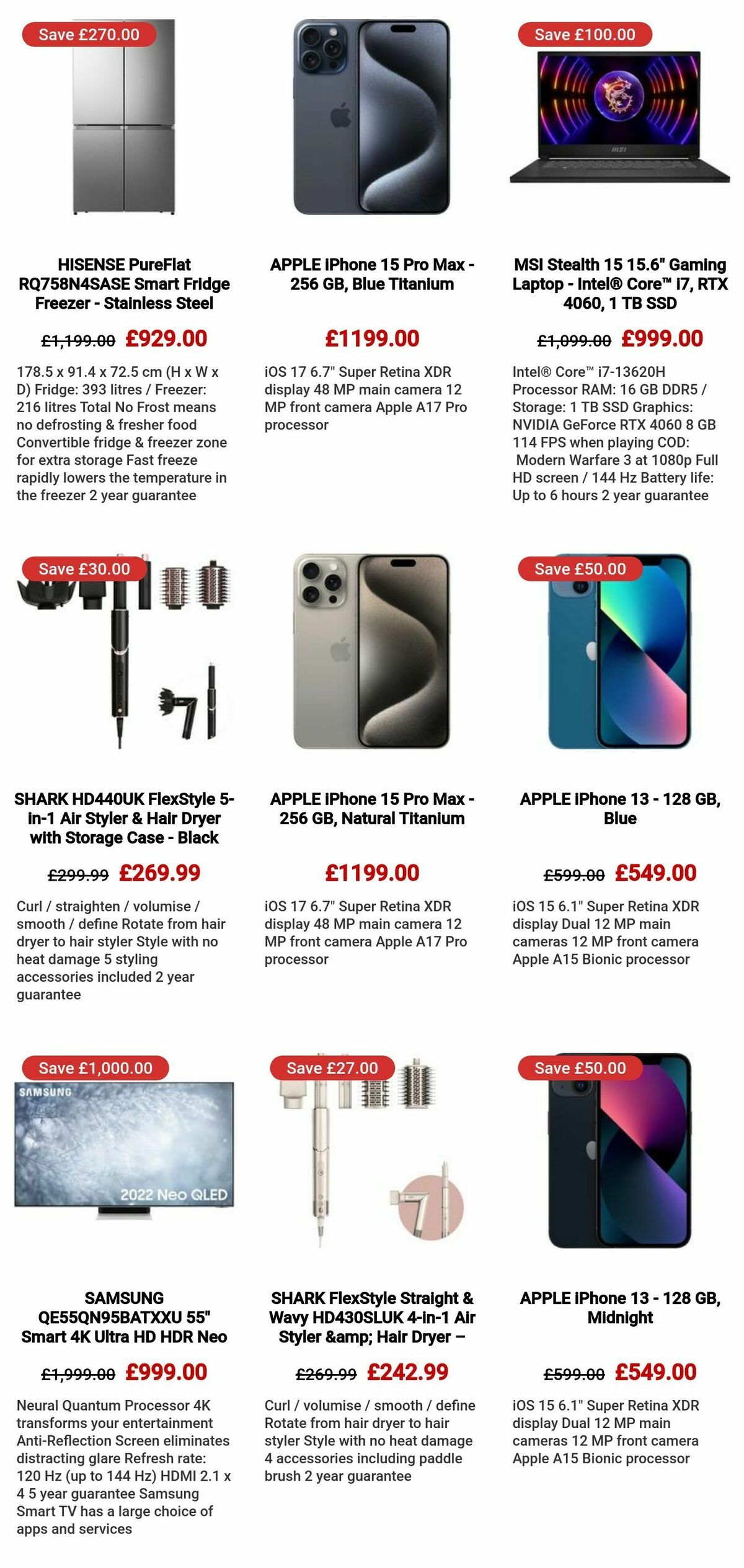 Currys Offers from 3 January