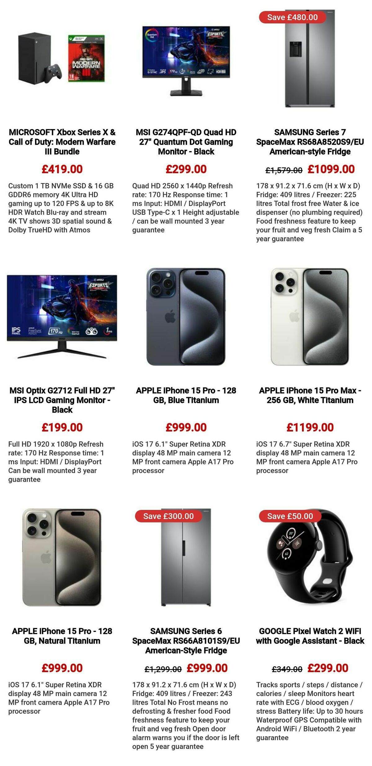 Currys Offers from 3 January