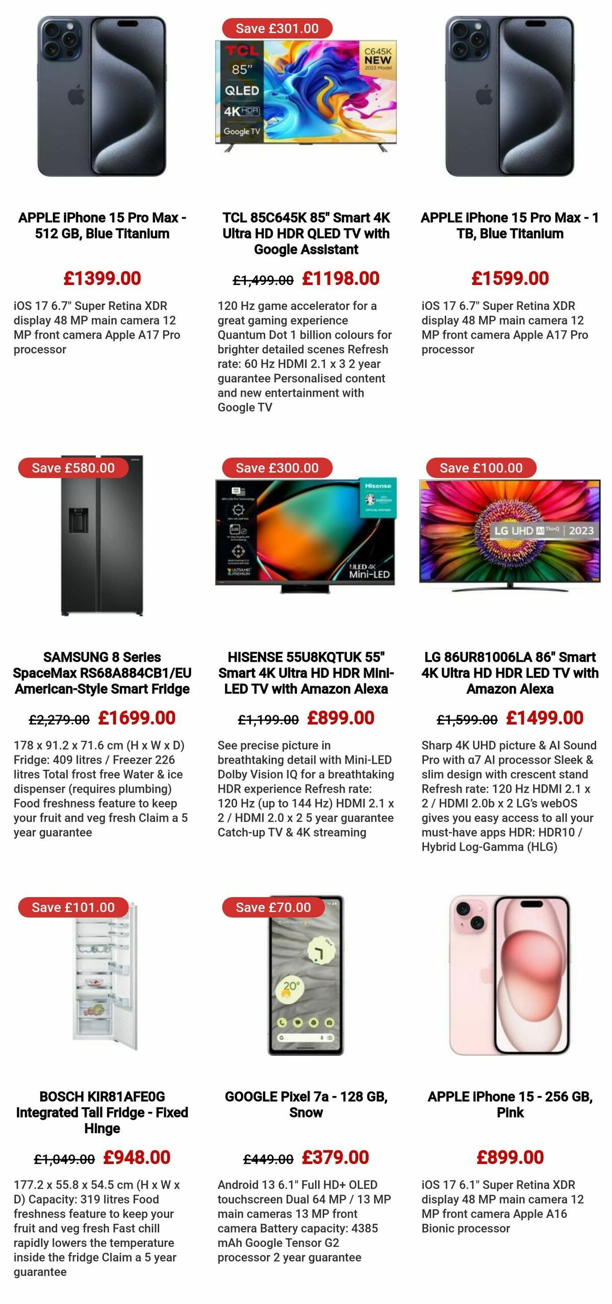 Currys Offers from 3 January