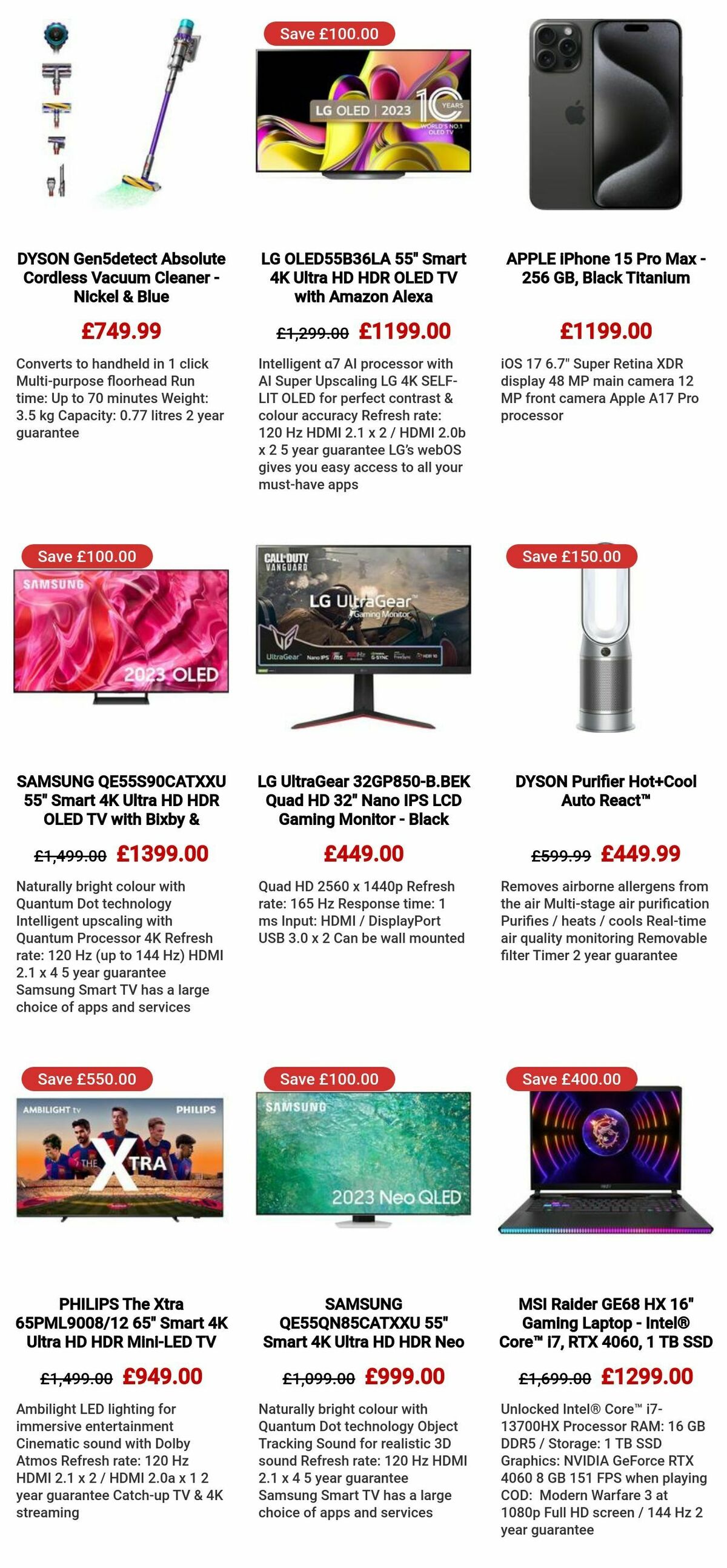 Currys Offers from 3 January