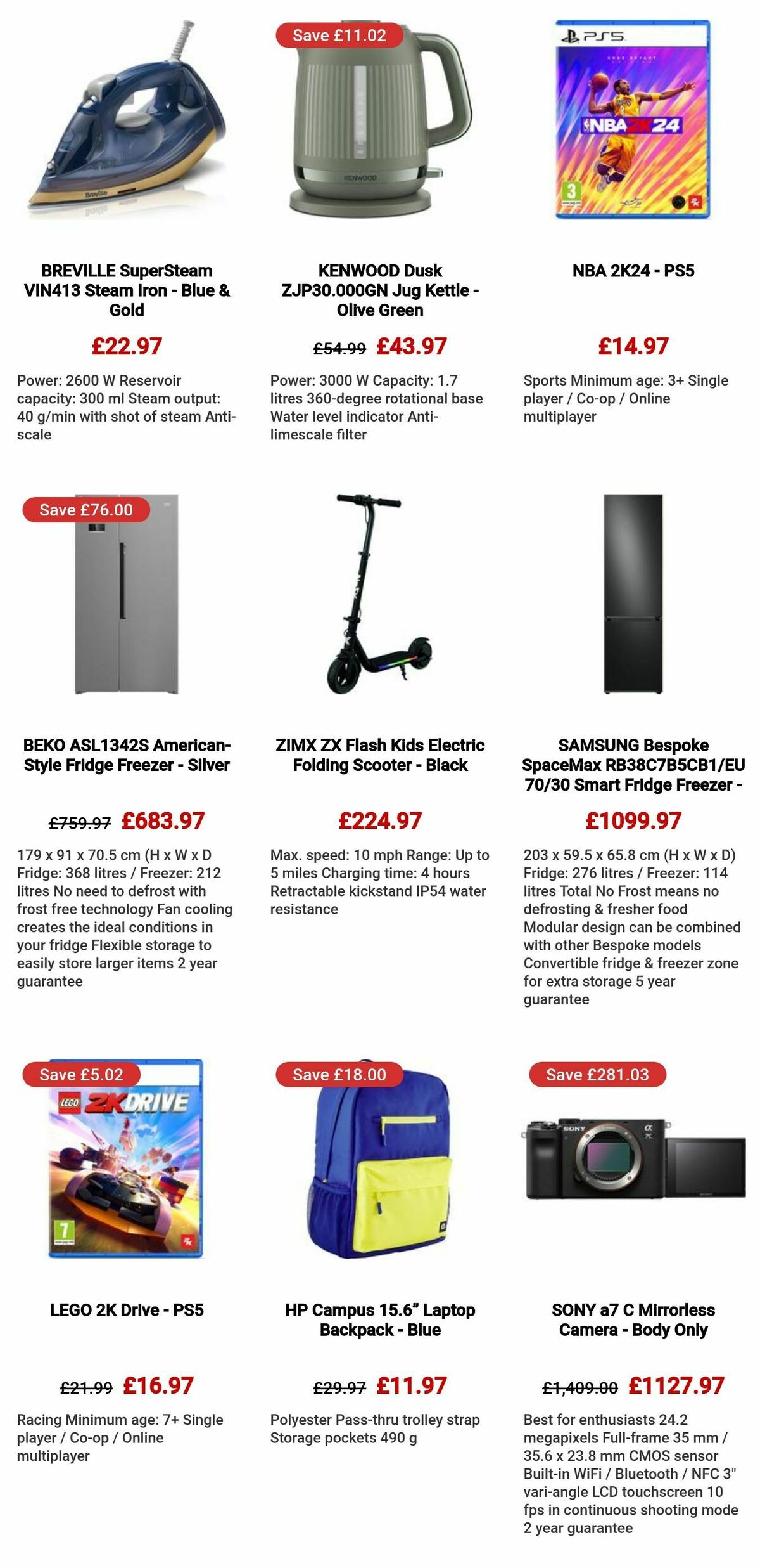 Currys Offers from 23 September