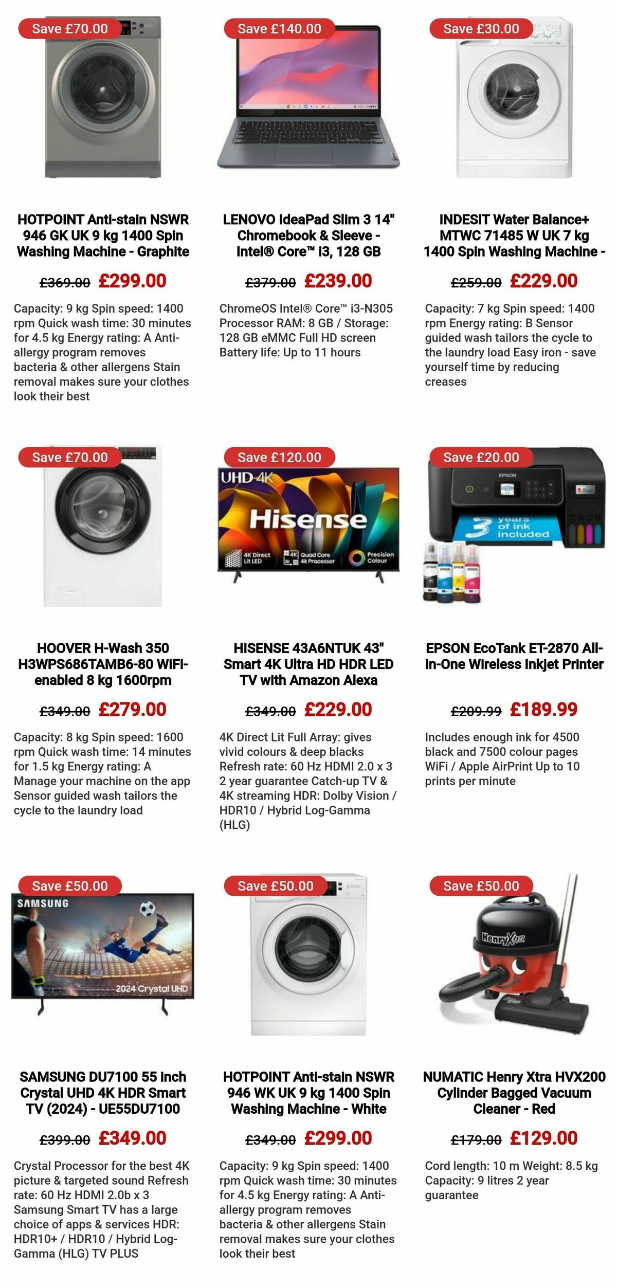 Currys Offers from 3 January