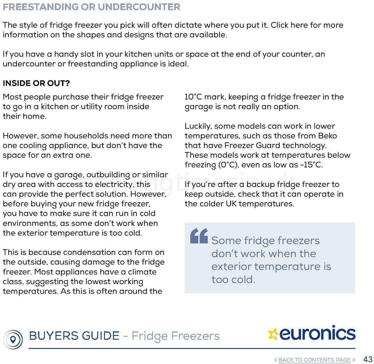 Euronics Fridge Freezers Buyers Guide Offers from 1 January