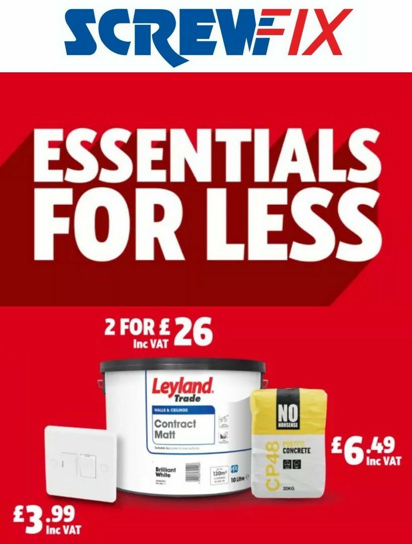 Screwfix Essentials for Less Offers from 4 August