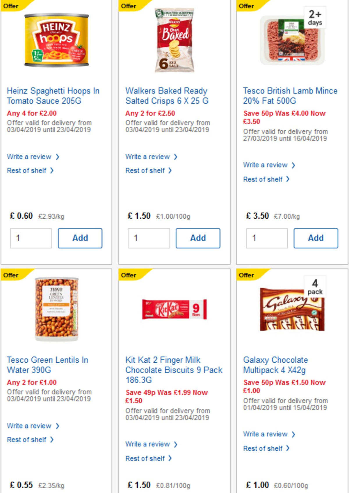 TESCO Offers from 10 April