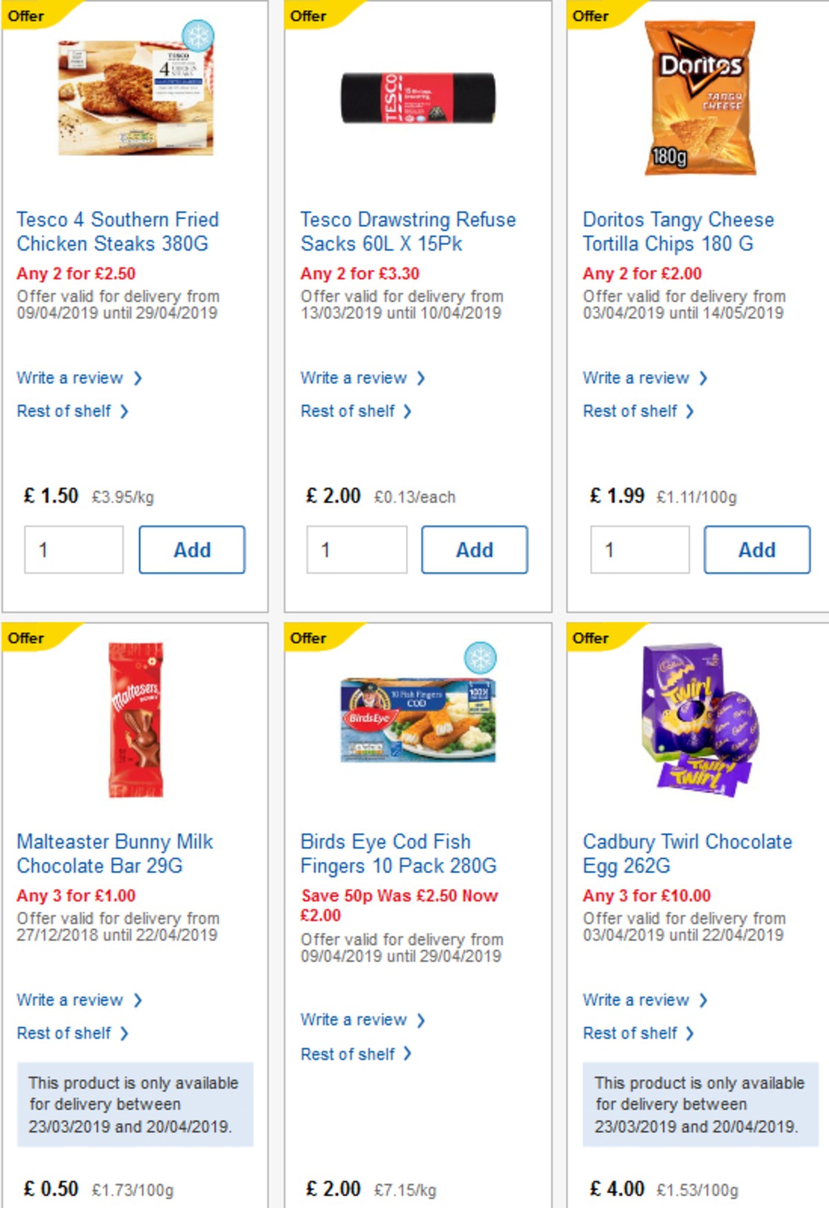 TESCO Offers from 10 April