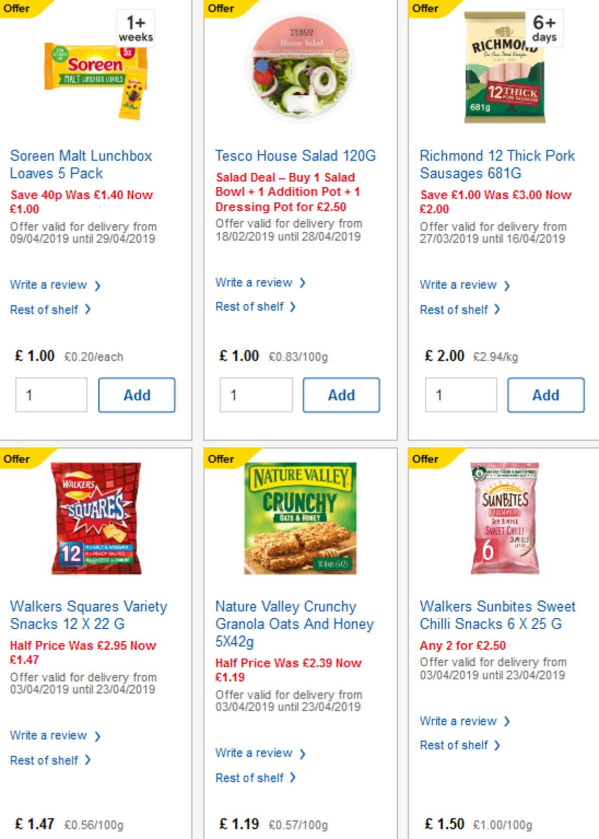 TESCO Offers from 10 April