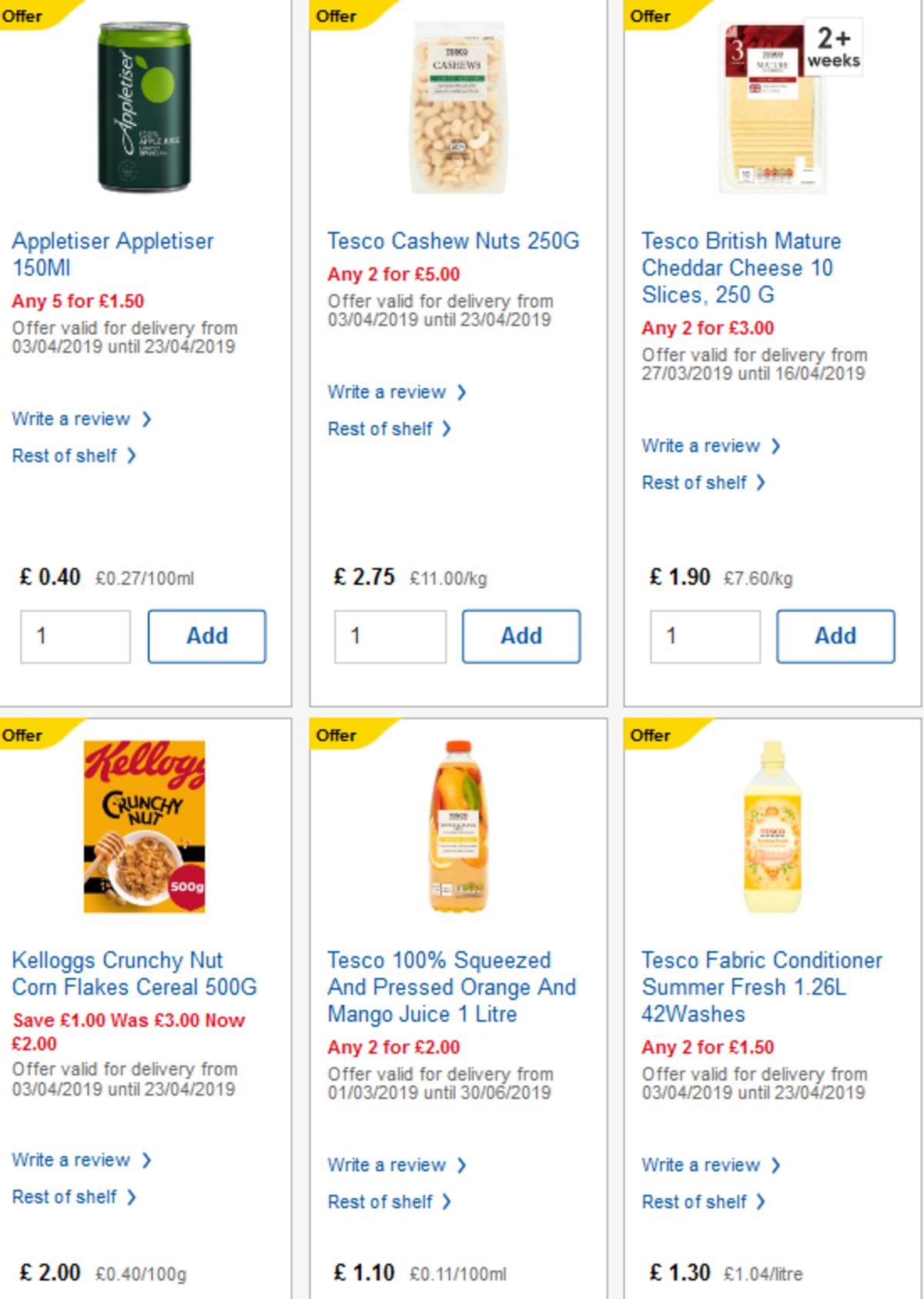 TESCO Offers from 10 April