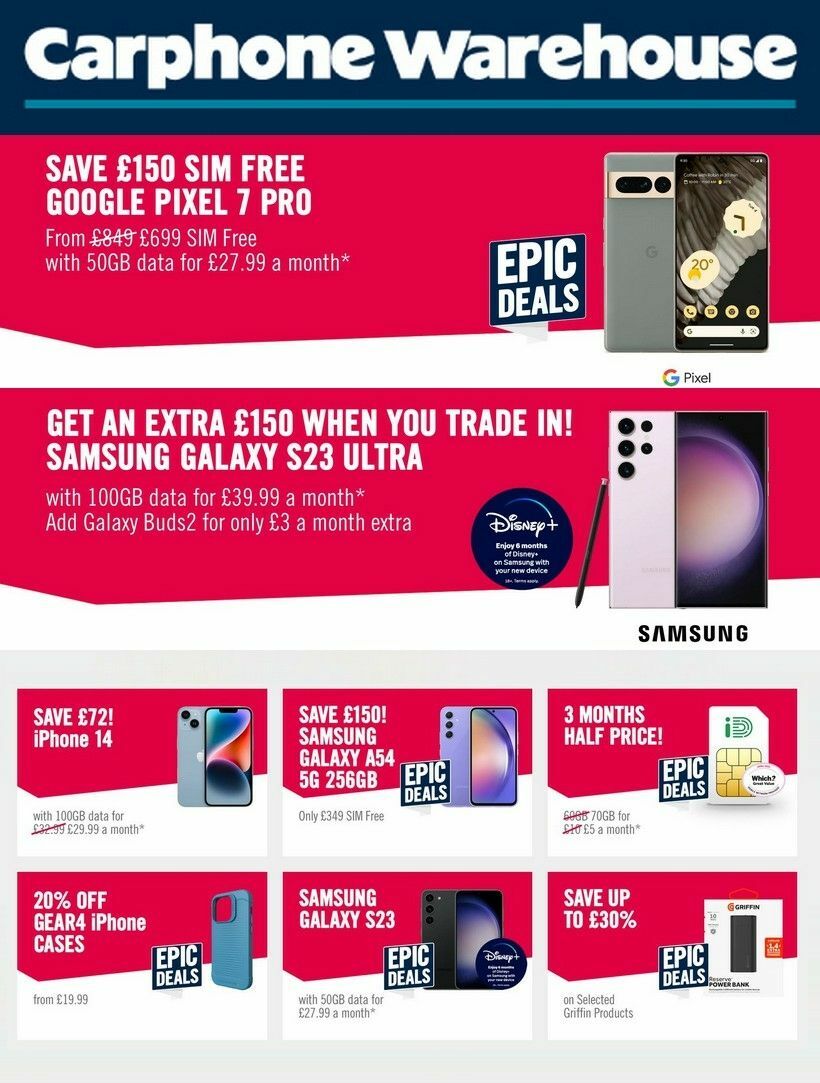 Carphone Warehouse Offers & Special Buys from 28 August