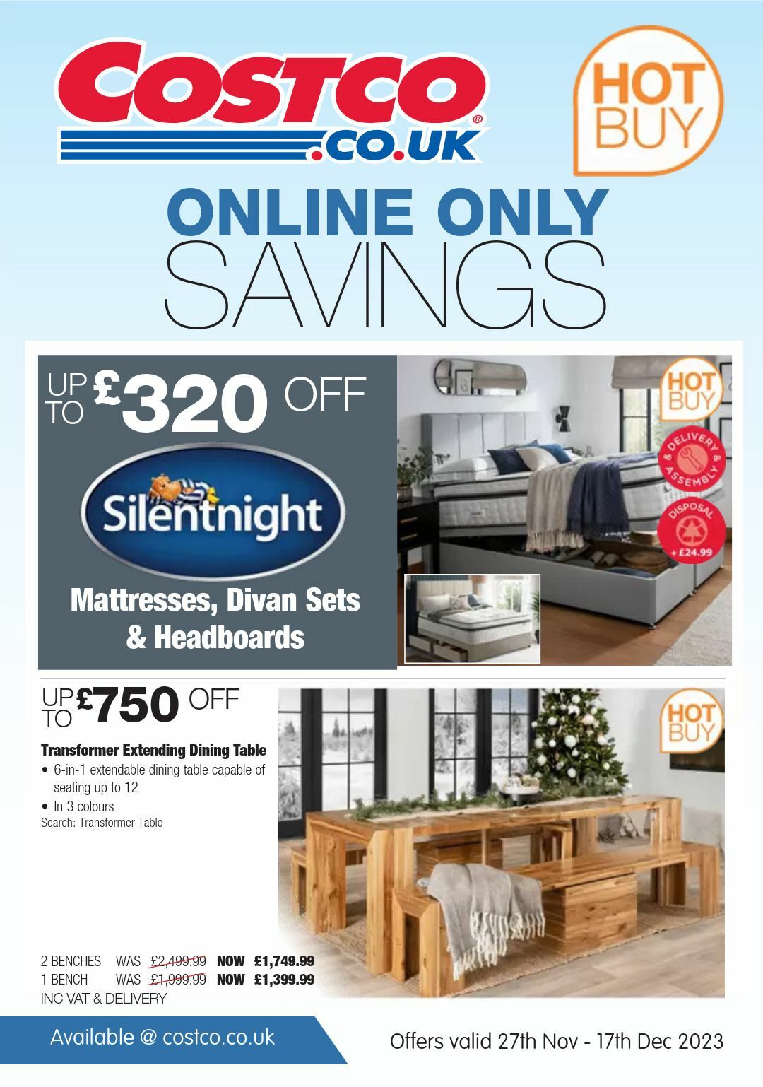 Costco Online Only Savings from 27 November